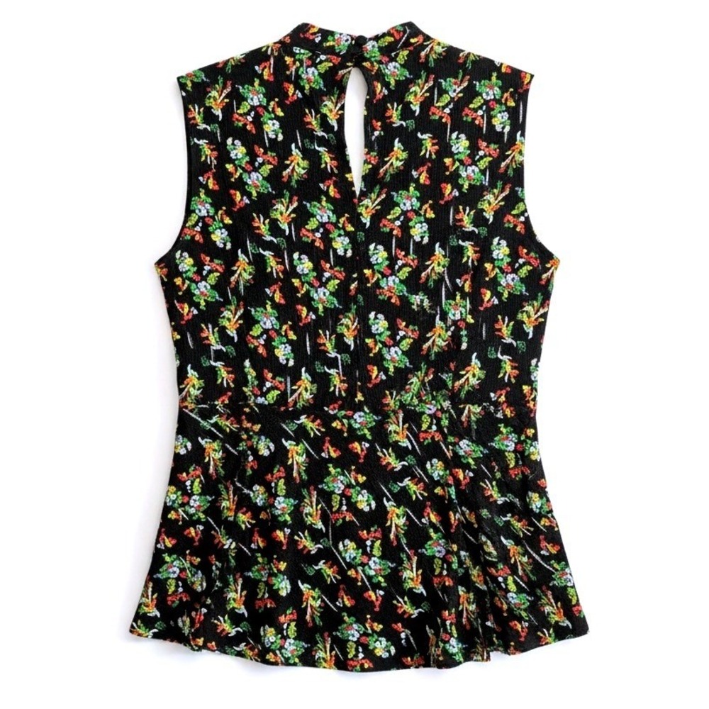 Lafayette 148 New York Frost Ditsy Sleeveless Twisted Collar Blouse US Size 6 - Picture 2 of 8